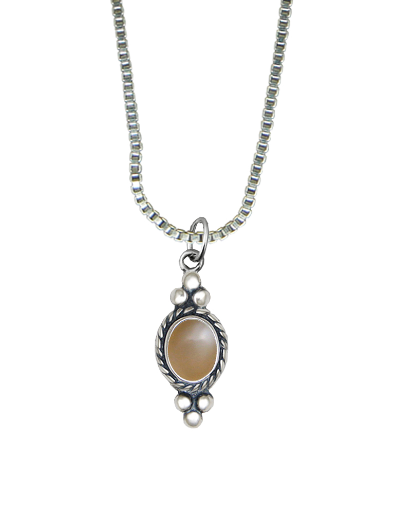 Sterling Silver Little Peach Moonstone Pendant Necklace